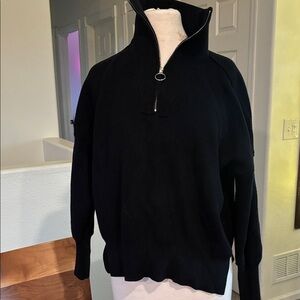 Women's Black Zip-Up Sweater